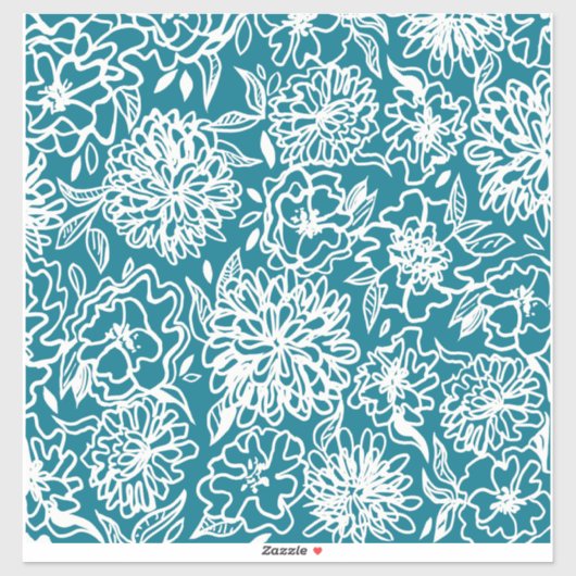 Jardin Flower Turquoise bleu autocollants pour ord (Feuille)