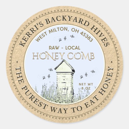 Jardin Hive Pure Raw Local Honeycomb Étiquette (Devant)