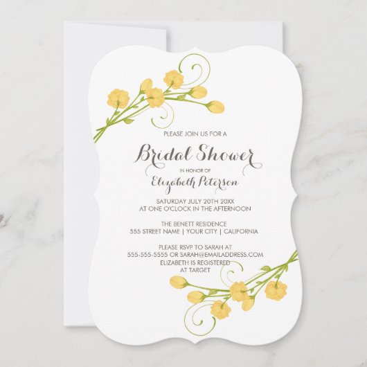Jardin Jaune Roses - Invitation de douche nuptiale (Devant)