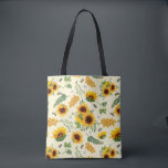 Jardin Jaune Sunflowers Sac fourre-tout d'abeilles<br><div class="desc">Sac fourre-tout avec imprimé de tournesols et d'abeilles de jardin peints,  couleurs jaune et vert.</div>