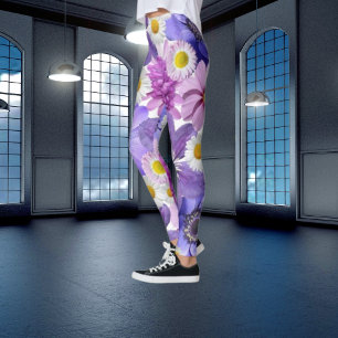 Jardin, Leggings élégants Fleur colorée violet