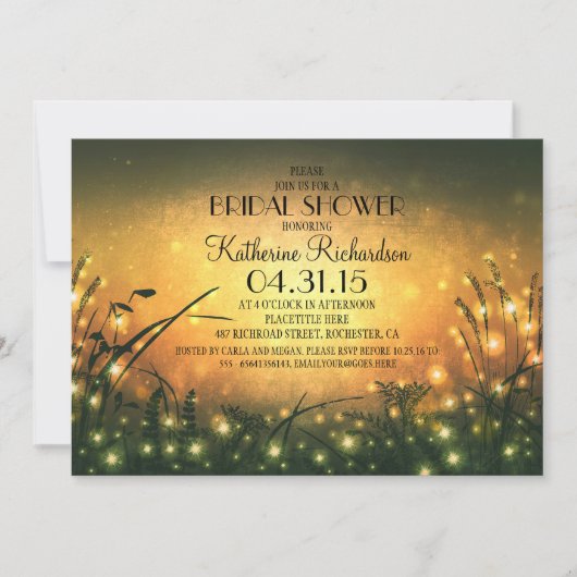 jardin lumières rustique nuptiale invitation (Devant)