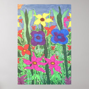 Jardin luxuriant Boho Folk Floral Art Poster Impri