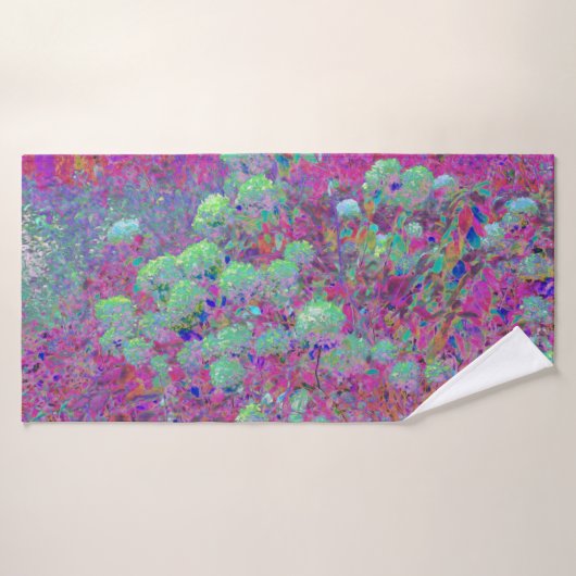 Jardin magenta avec Aqua Hydrangea Fleurs (Serviette de bain)