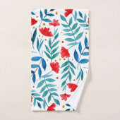Jardin magique - rouge et turquoise (Serviette à main)