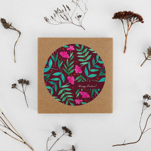 Jardin magique - Sticker magenta et vert de Pâques