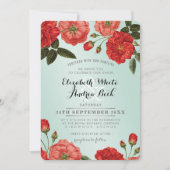 JARDIN MARIAGE INVITATION roses rouges menthe fleu (Devant)