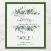 Jardin Mariage Vin Étiquette Numéros de table (Étiquettes simples)