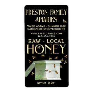 Jardin Miel 12 oz Jar Étiquette Beehive Noir