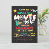 Jardin Movie Nuit Anniversaire Invitation - Turquo (Debout devant)