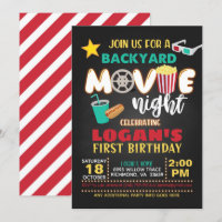 Jardin Movie Nuit Anniversaire Invitation - Turquo