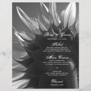 Jardin noir et blanc Tournesol Mariage Menus