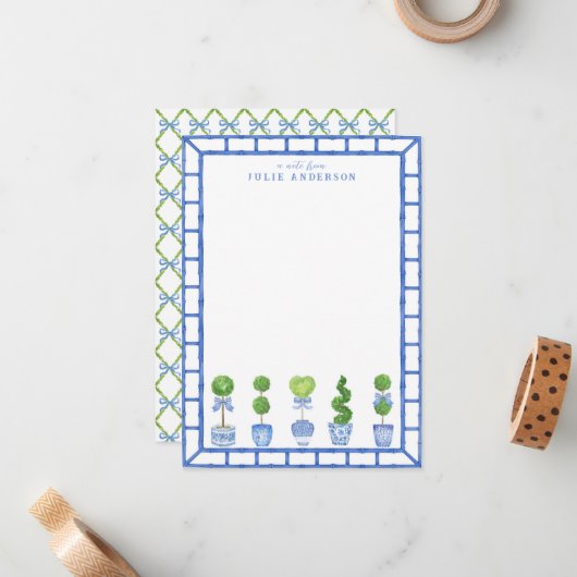 Jardin opiaire en bambou | Carte de note Chinoiser (Devant/Arrière en situation)