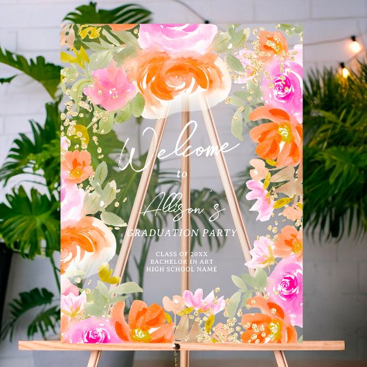 Jardin orange fleurs sauvages bienvenue graduation