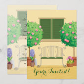 Jardin poché avec banc Reunion Famille Invitation (Devant / Derrière)