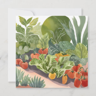 Jardin potager Carte de peinture à l'aquarelle