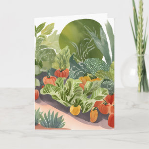 Jardin potager Carte de peinture à l'aquarelle
