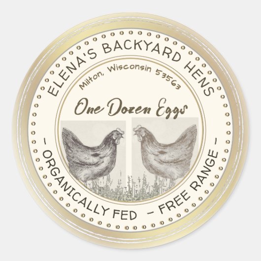 Jardin Poules douzaines OEufs Étiquette frontière  (Devant)