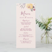 Jardin romantique aquarelle mariage à fleurs menu (Debout devant)