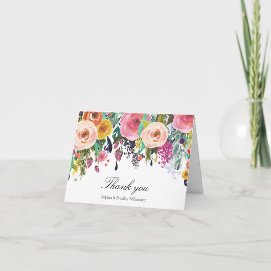 Jardin romantique floral aquarelle merci (Devant)