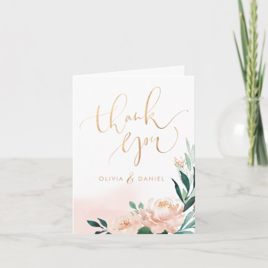 Jardin romantique pêche calligraphie florale merci (Devant)