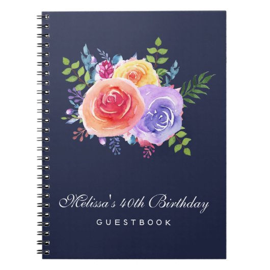 Jardin Rose Aquarelle Fleurs Anniversaire Livre d' (Devant)