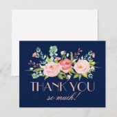 Jardin rose Bleu de nuit | Carte de remerciements (Devant / Derrière)