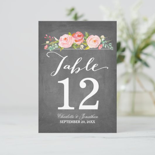 Jardin rose | Carte de numéro de table (Debout devant)