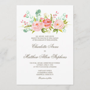 Jardin Rose classique Elégant Mariage Invitation