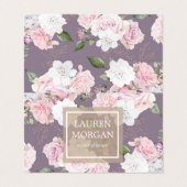 Jardin rose élégant à fleurs pliées carte de visit (Extérieur déplié)