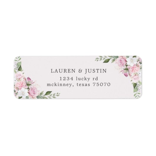 Jardin rose | Étiquette d'adresse de retour (Devant)