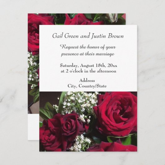 Jardin Rose Faire-part de mariage (Devant / Derrière)