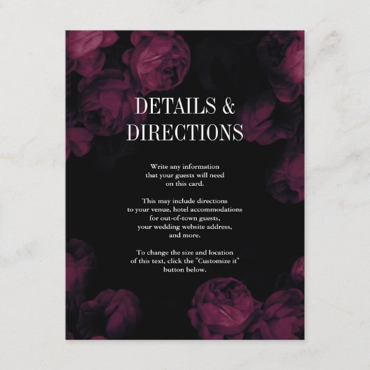 Jardin Rose foncé Mariage Insertion Cartes (Devant)