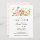 Jardin rose | Invitation Baby shower (Devant / Derrière)