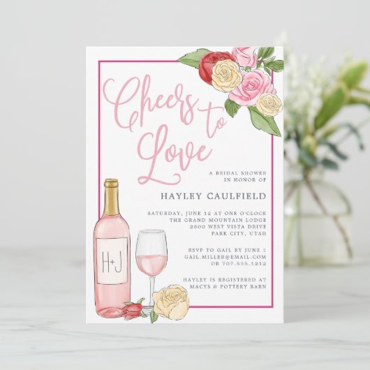 Jardin Rosé | Invitation de douche nuptiale (Debout devant)