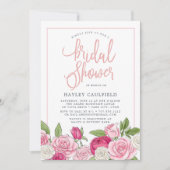 Jardin rose | Invitation de douche nuptiale (Devant)