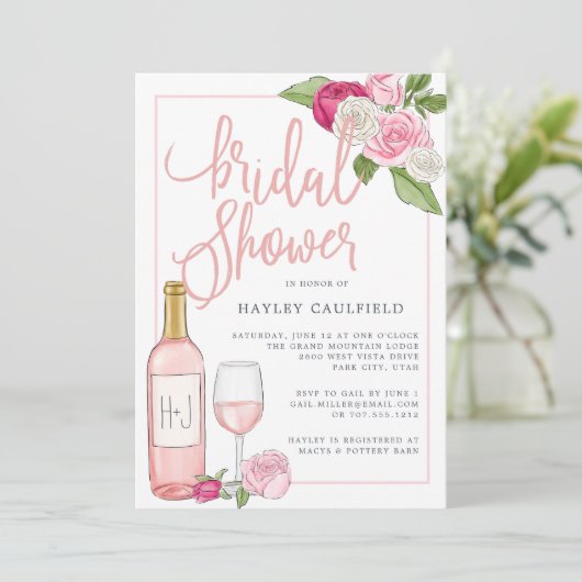 Jardin Rosé | Invitation de douche nuptiale (Debout devant)