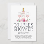Jardin Rosé | Invitation de douches pour couples (Devant)