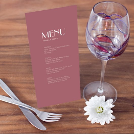 Jardin rose | Menu Mariage Rose foncé