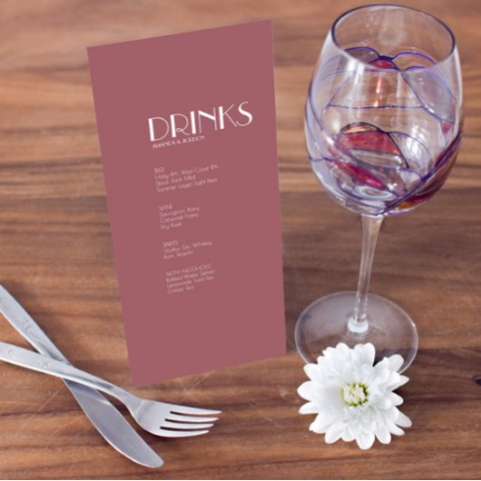 Jardin rose | Menu Mariage Rose foncé