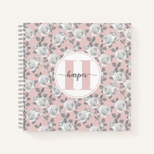 Jardin rose Monogramme Carnet rose (Devant)