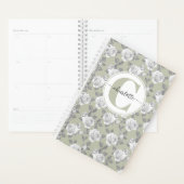 Jardin rose Monogramme Sage Green Planner (Devant avec enveloppe)