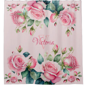 Jardin Rose Whimsical : Rideau de douche rose