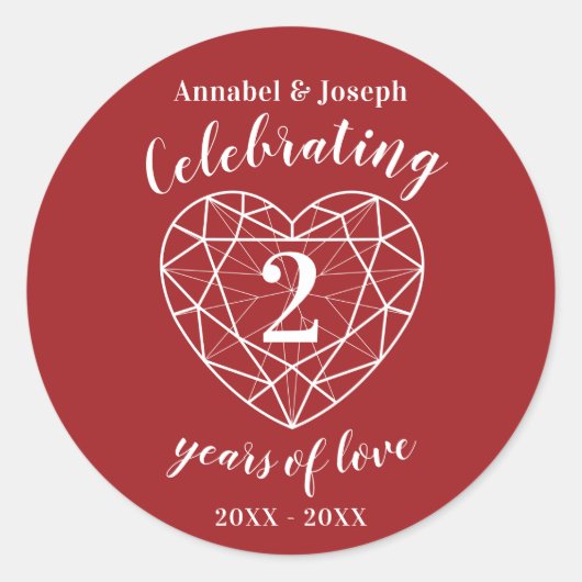 Jardin rouge anniversaire 2 ans de stickers d'amou (Devant)