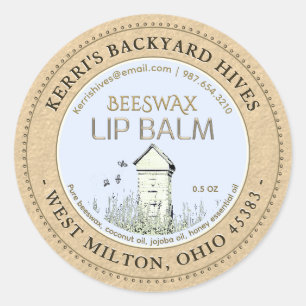 Jardin ruches Beeswax Lip Balm Mini Étiquette Kraf