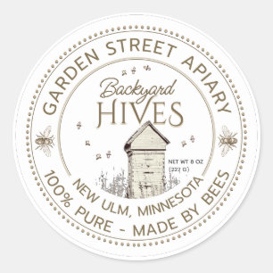 Jardin ruches Étiquette produit apiculteur Apiary