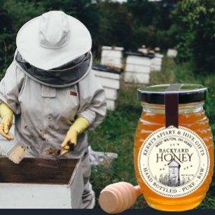 Jardin ruches Miel Étiquette main embouteillée Raw