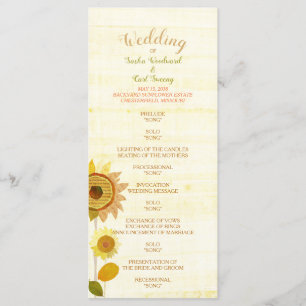 Jardin rustique Sunflower Programme de mariage