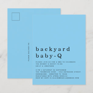 Jardin simple Baby Q BBQ Douche Bleu Invitation