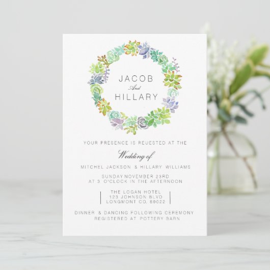 Jardin Succulent | Invitation de mariage aquarelle (Debout devant)